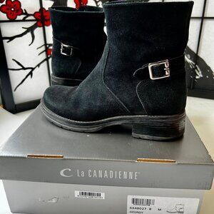 La Canadienne Georgy Black Suede Bootie Size 8M in box
